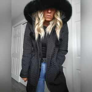 BCBGeneration Black Fur Hooded Jacket